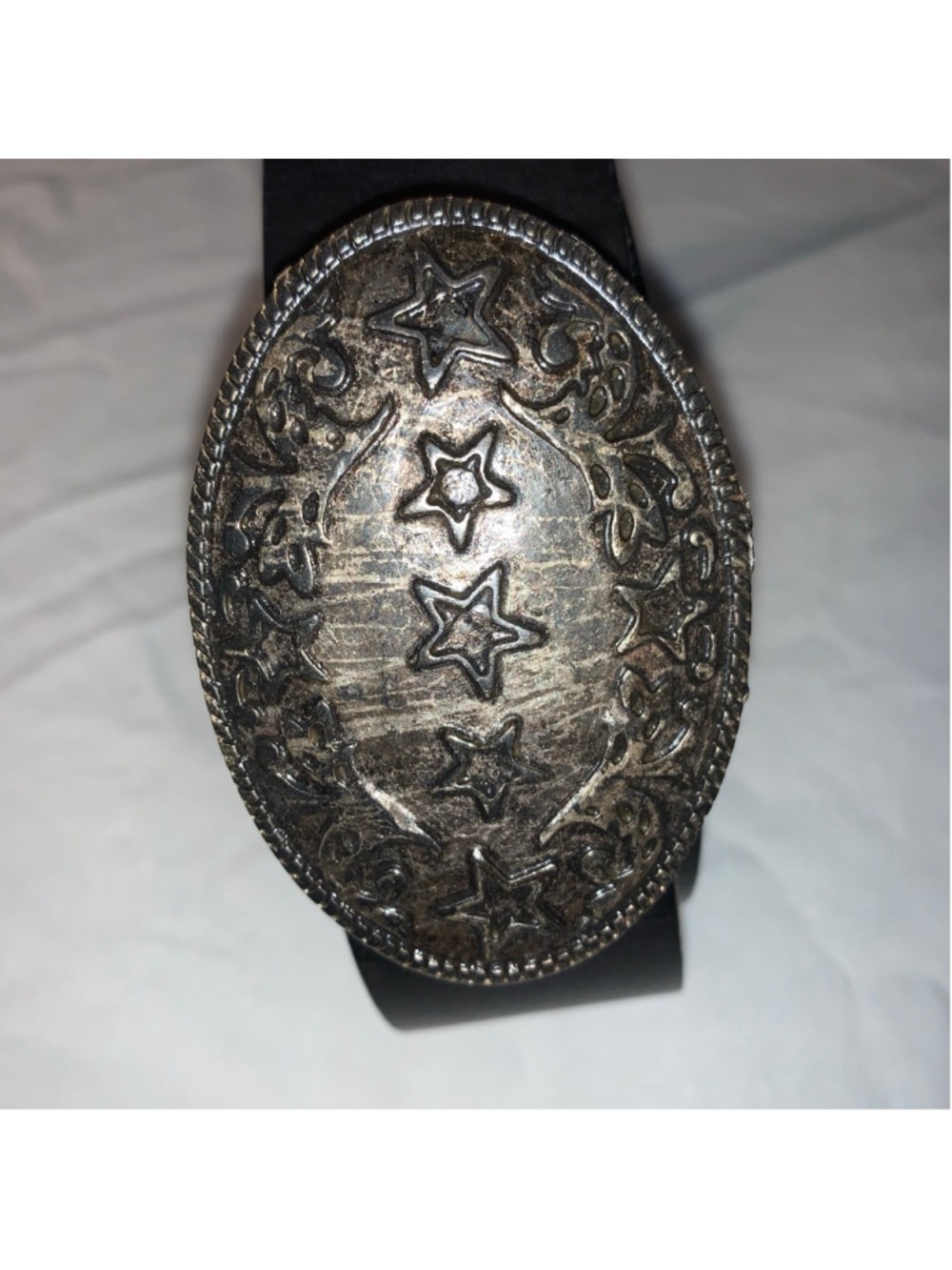 Women's ALDO Black Leather Belt with Silver Star Buckle medium - Picture 9 of 11